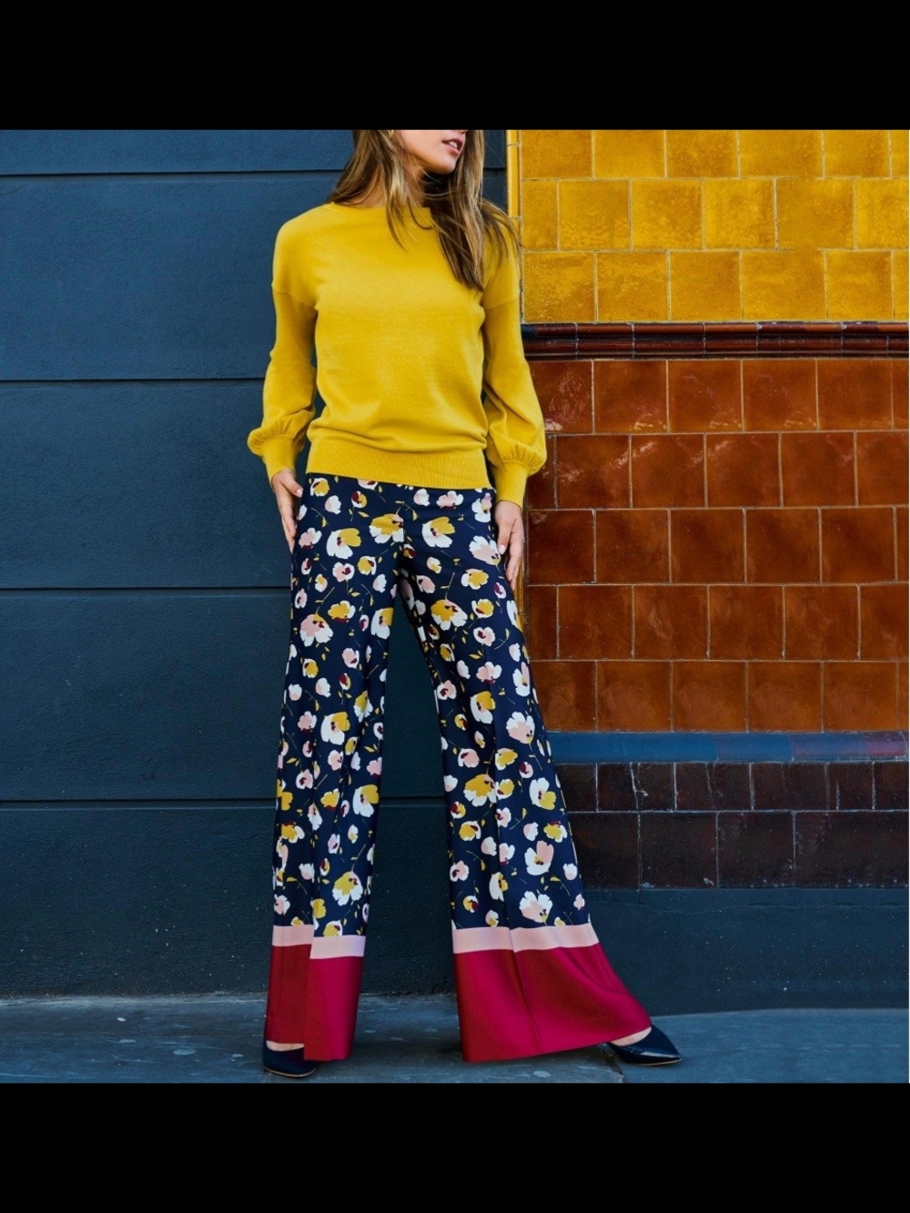 Boden Hotch Potch Wide Leg Floral Print Pants Size 10